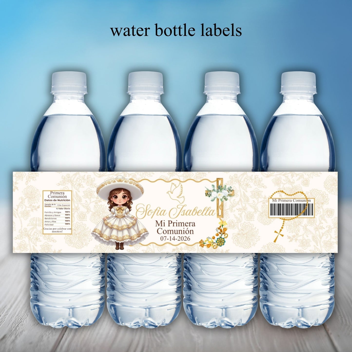 Charra Girl Pimera Comunion Party Sticker Labels
