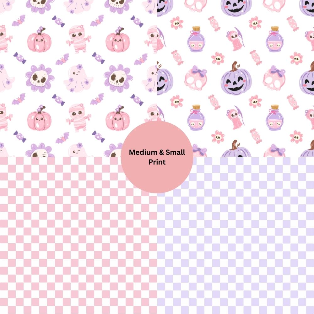 Pastel Halloween Seamless Digital Pattern Paper Bundle