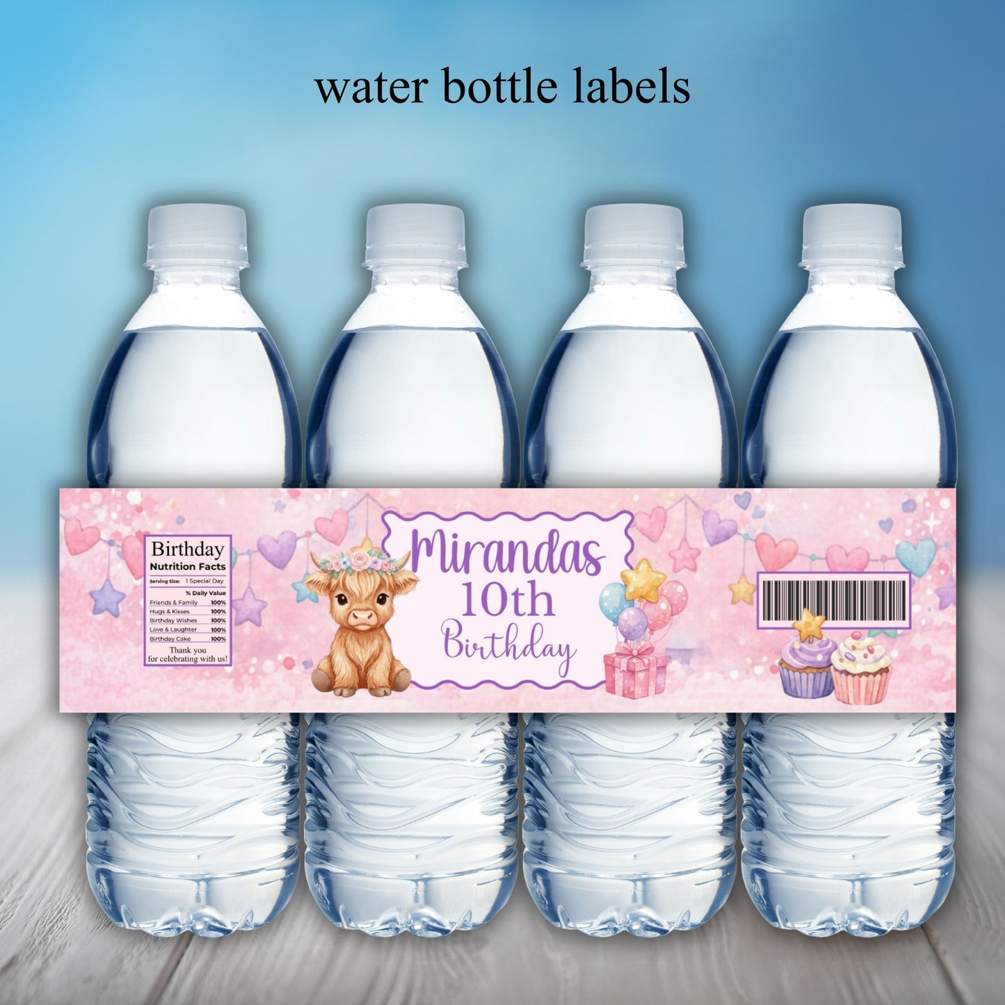 Girls Western Cow Birthday Party Sticker Labels