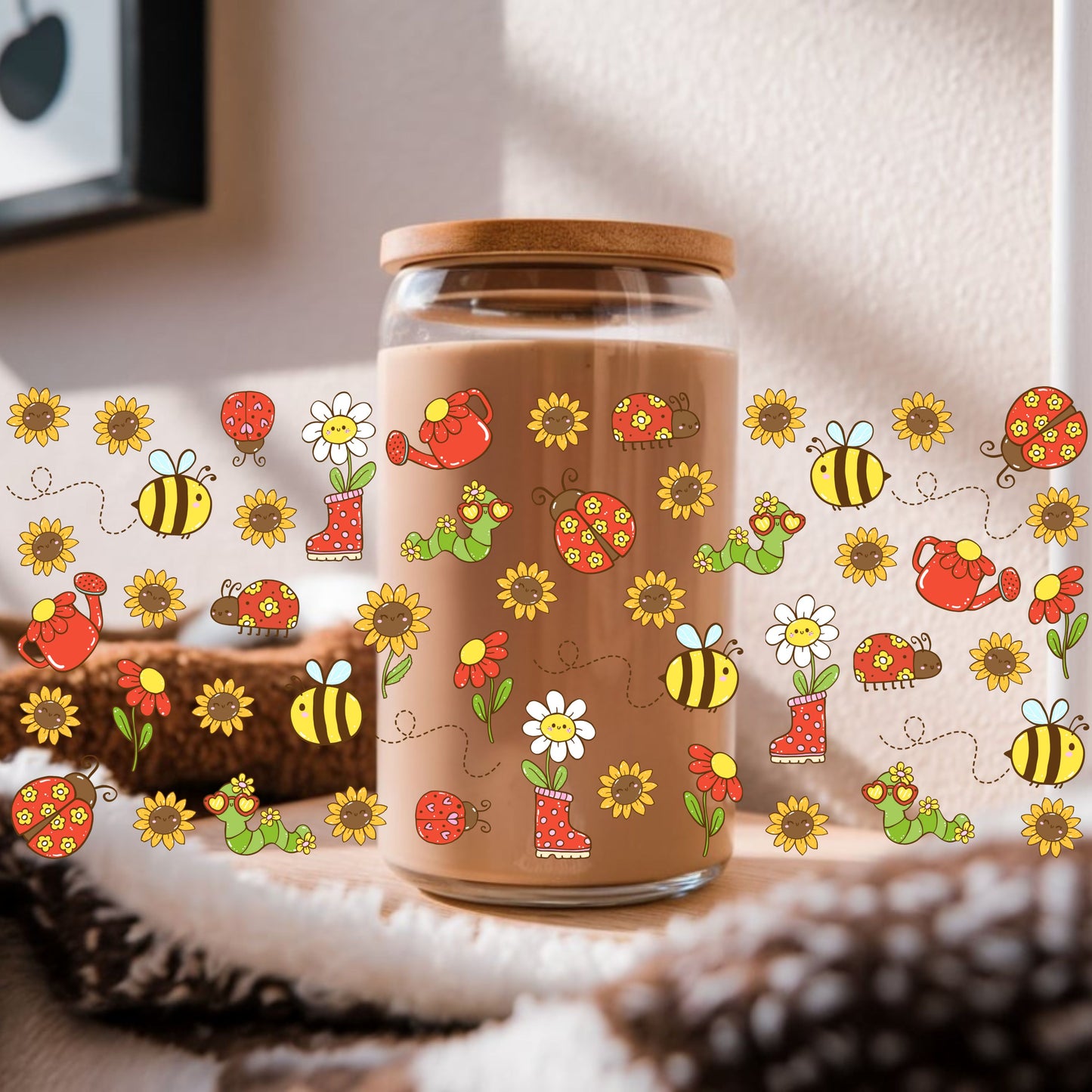 Groovy Bugs Libbey Glass Can Cup Wrap