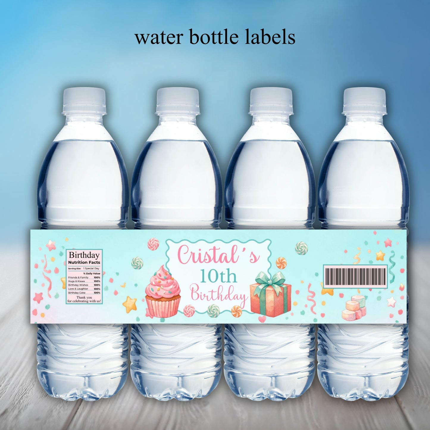 Sweet Treat Cupcake Birthday Party Sticker Labels