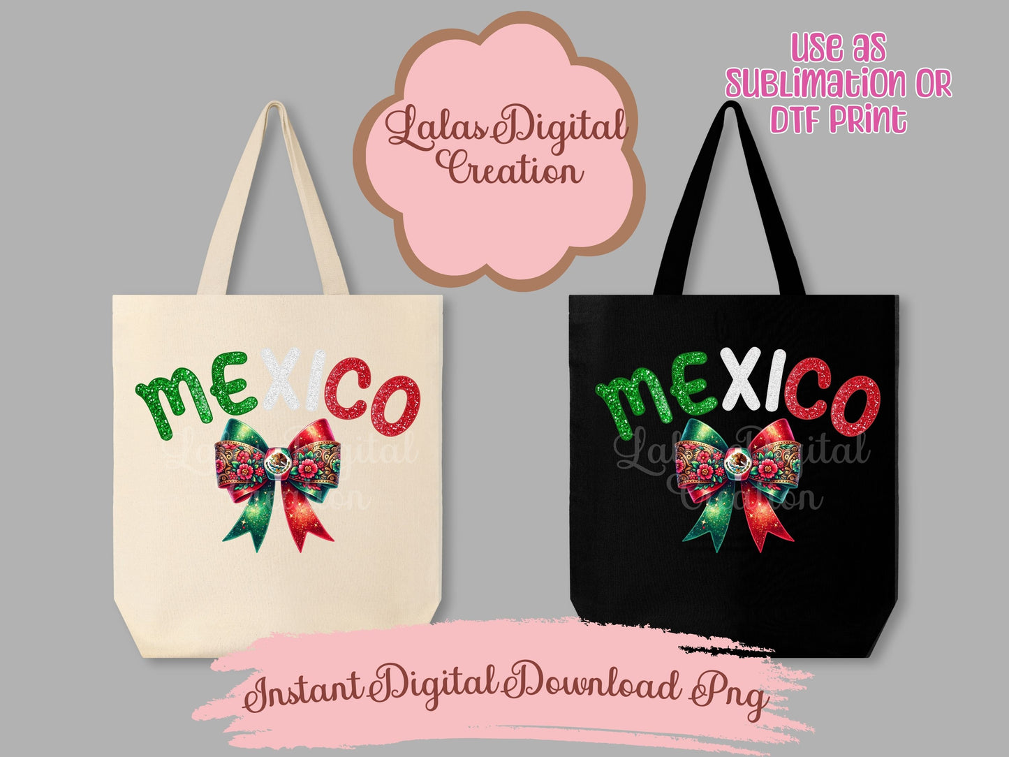 Mexico Coquette Bow Clipart PNG Instant Digital Download