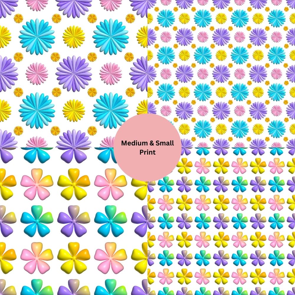 3d Flower Power Seamless Digital Pattern Paper Bundle