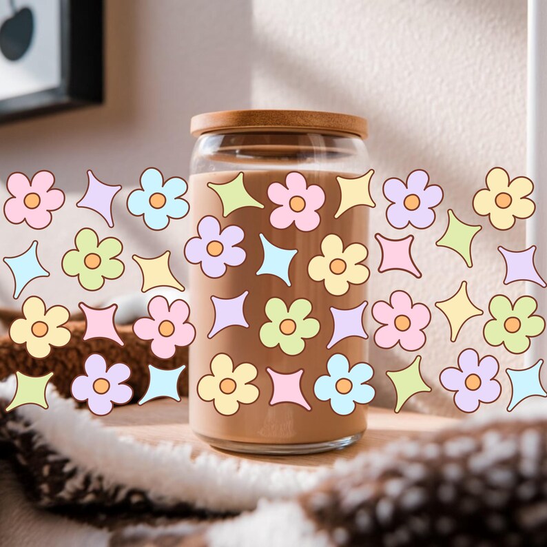 Daisy flowers Libbey Glass Can Cup Wrap