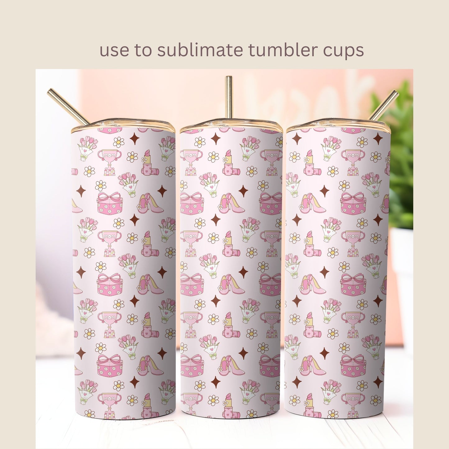 Preppy Coquette Mothers Day Seamless Repeating Pattern Paper Bundle Set