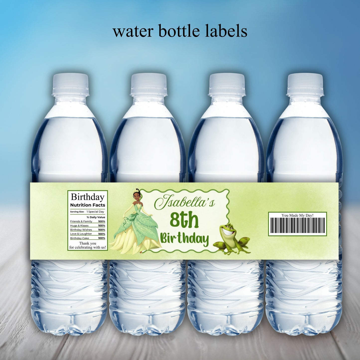 Princess Tiana Party Sticker Labels