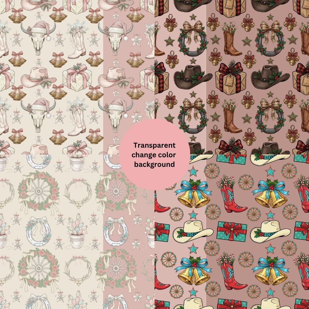 Western Christmas Seamless Digital Pattern Paper Bundle