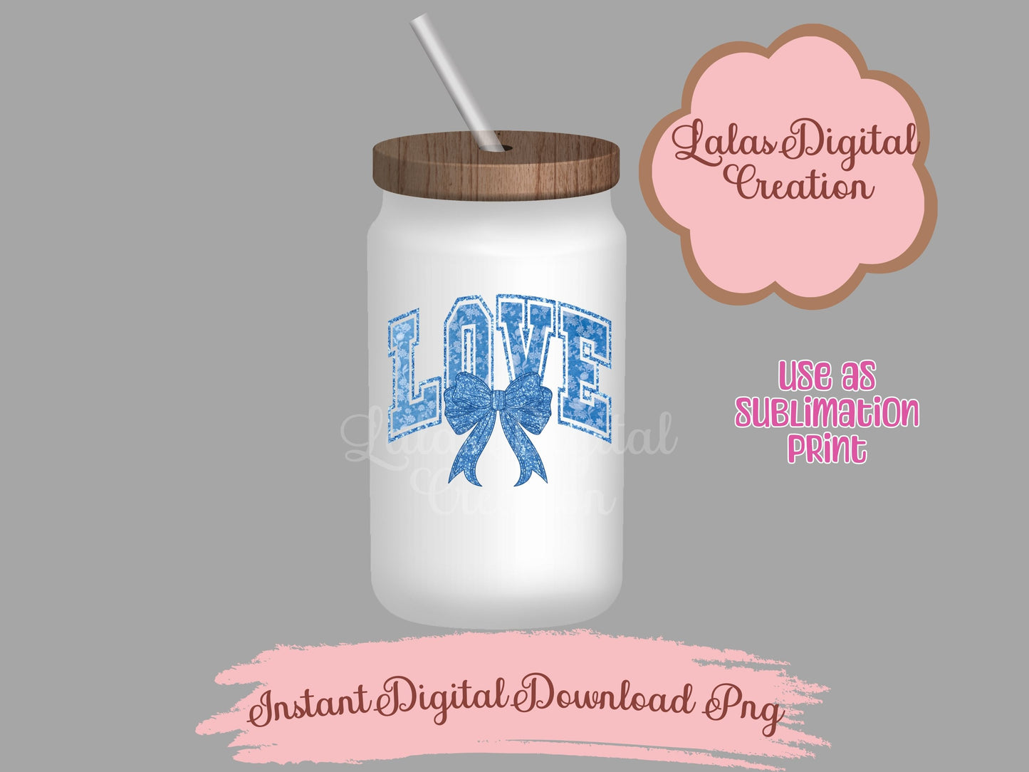 Blue Love Bow Clipart PNG Instant Digital Download