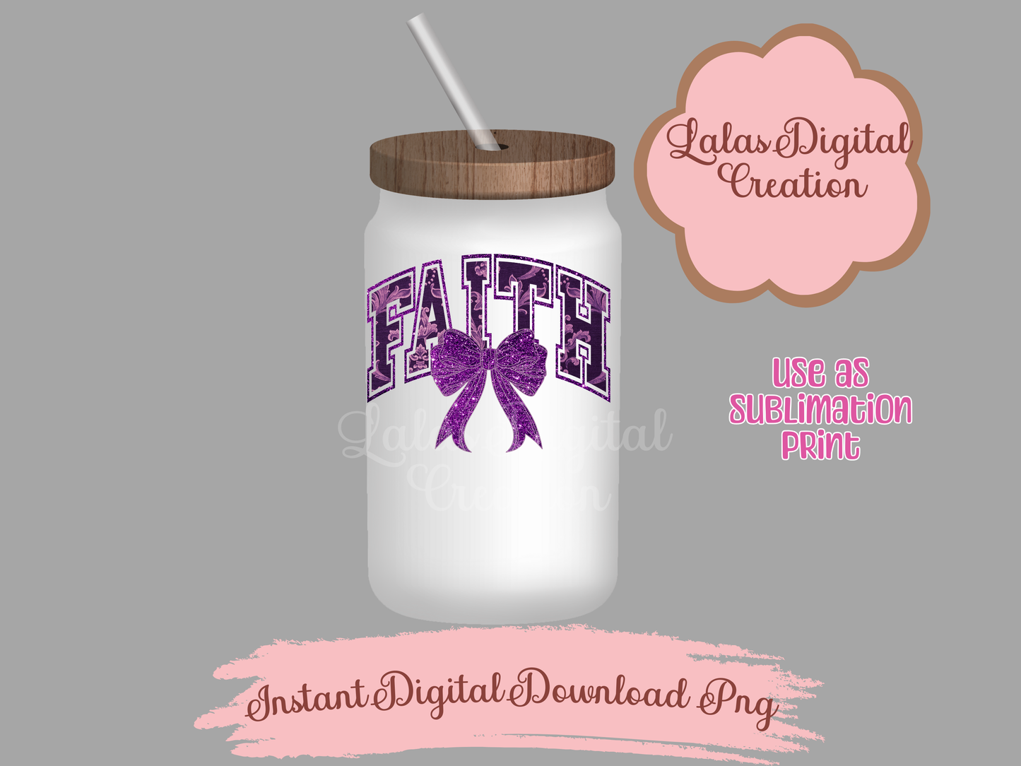 Purple Faith Bow Clipart PNG Instant Digital Download