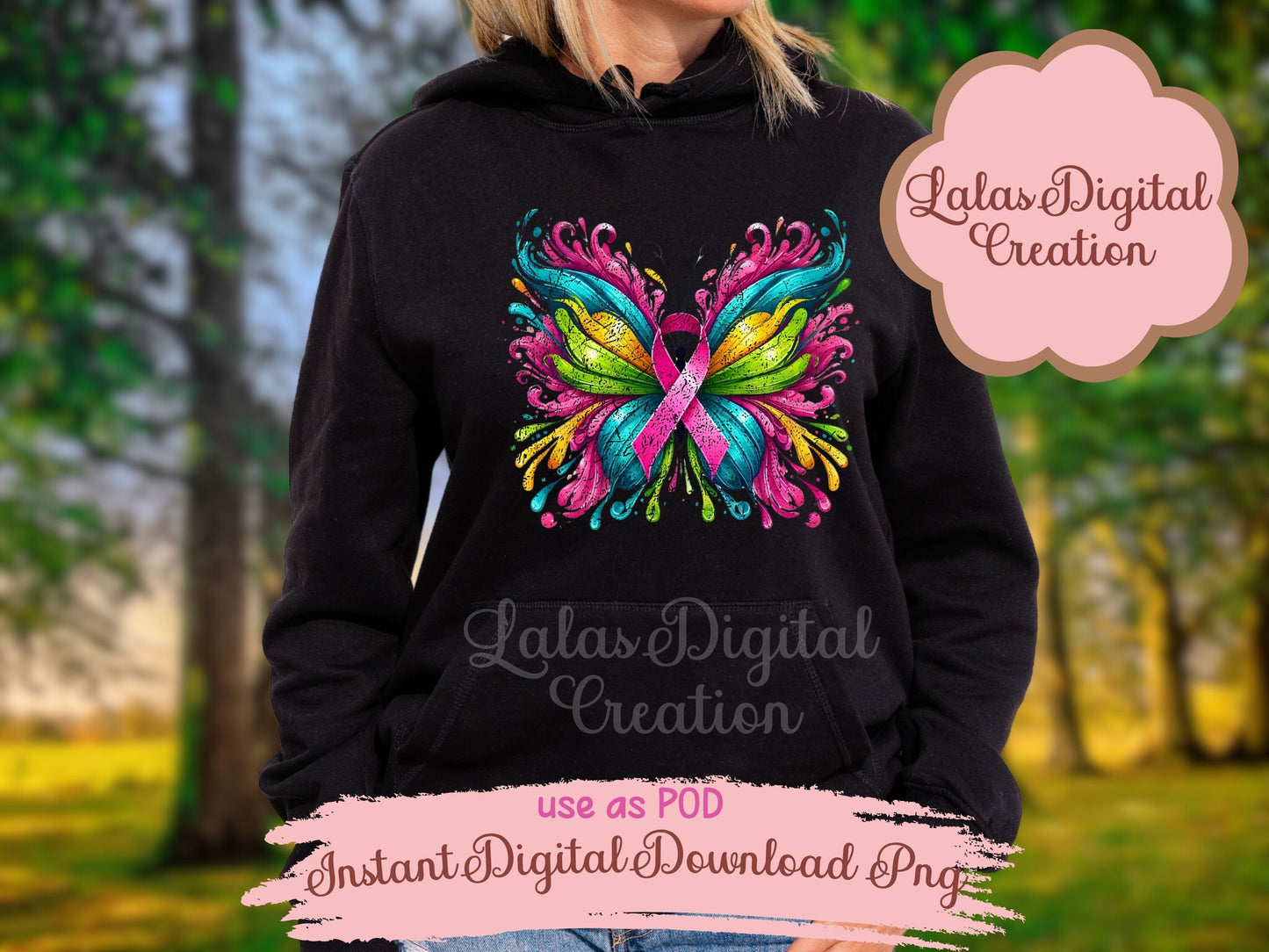Cancer Ribbon Butterfly Clipart Instant Digital PNG Download