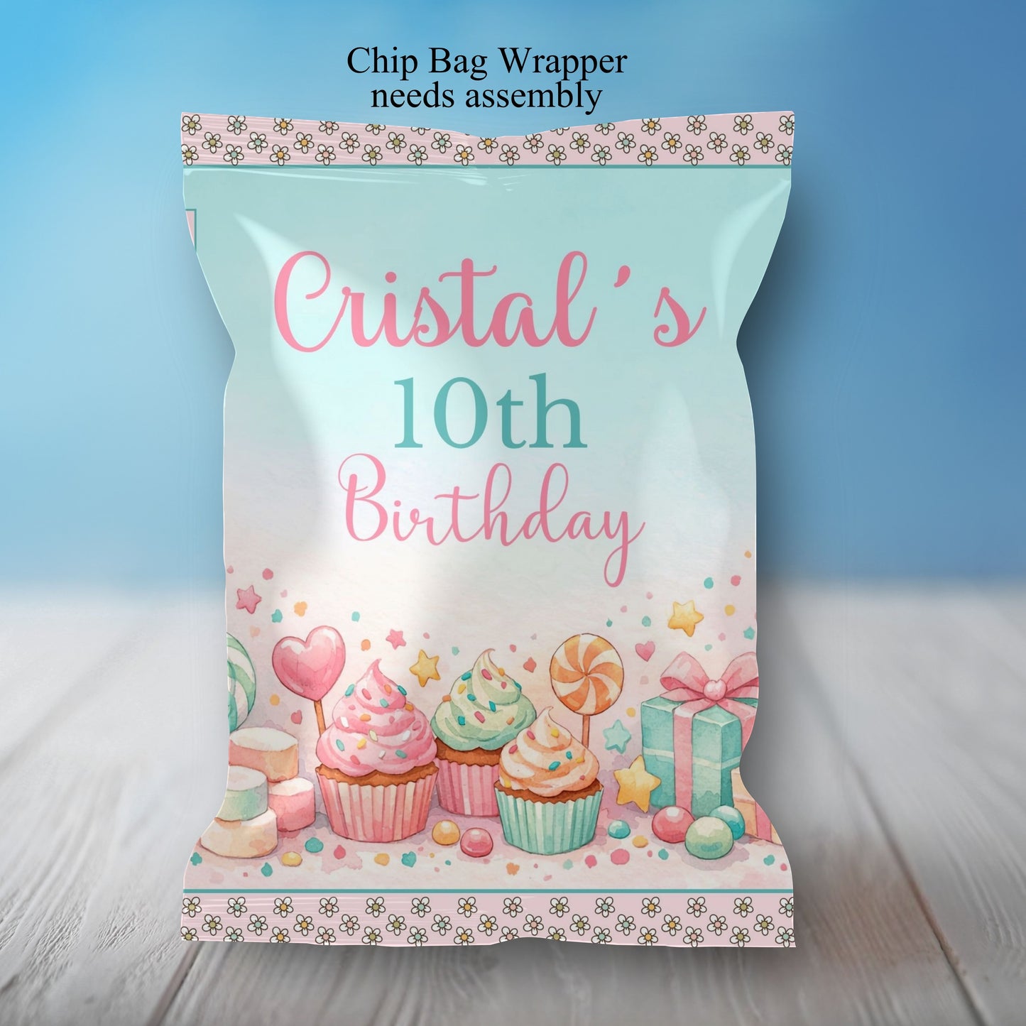 Sweet Treat Cupcake Birthday Party Sticker Labels