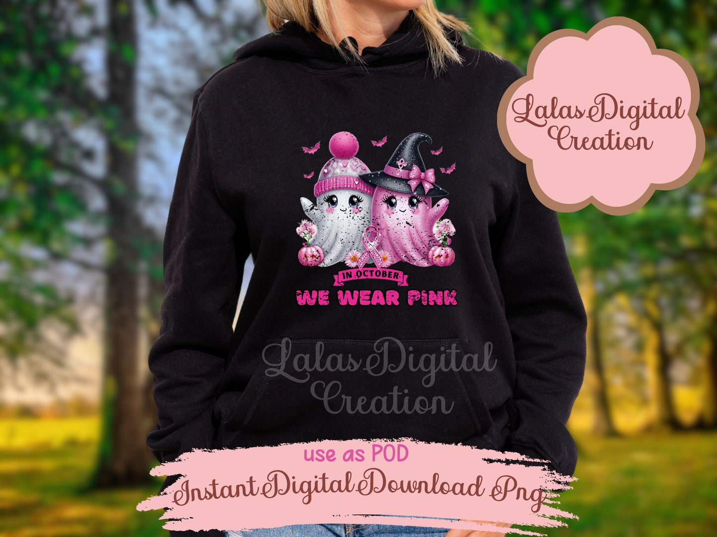 Cancer Awareness Ghost Clipart Instant Digital PNG Download