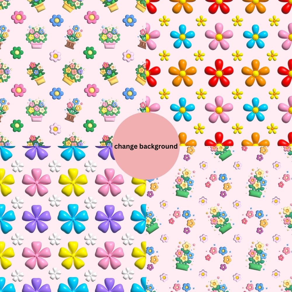 3d Flower Power Seamless Digital Pattern Paper Bundle