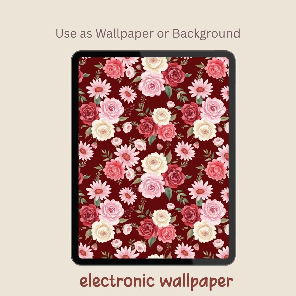 Floral & Hearts Valentines Seamless Repeating Pattern Paper Bundle Set