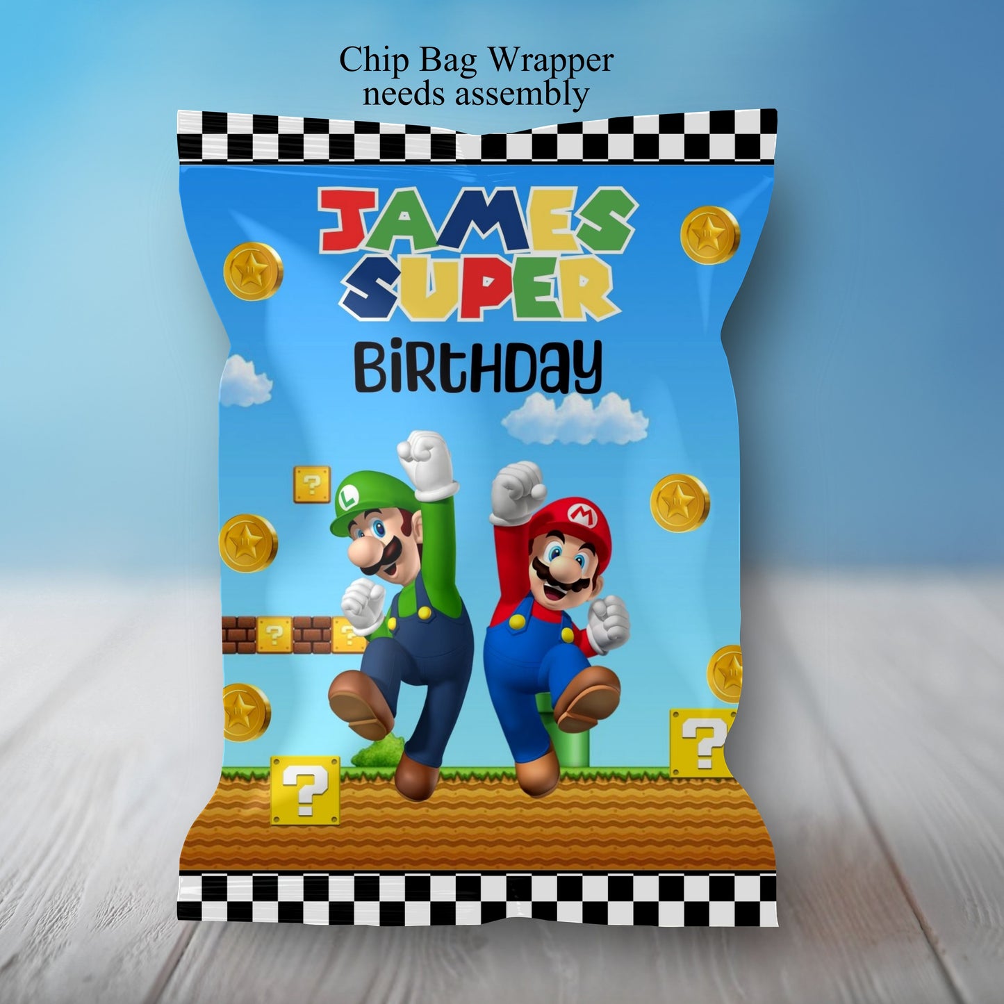 Super Mario Bro Party Sticker Labels