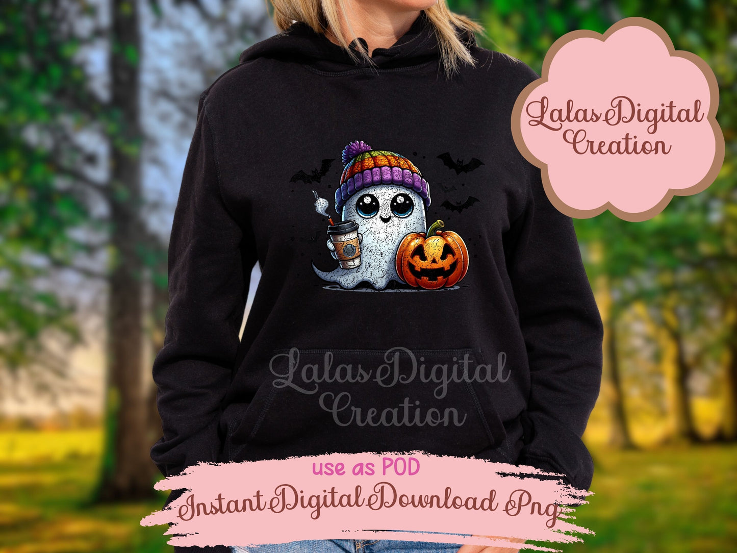 Groovy Retro Ghost Clipart Instant Digital PNG Download