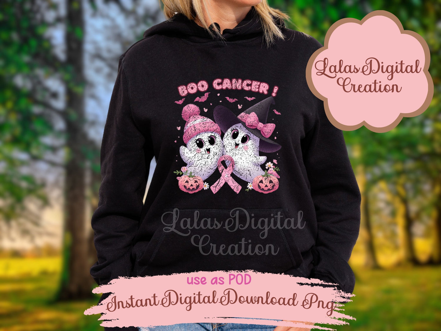 Pink Ghost Cancer Awareness Clipart Instant Digital PNG Download
