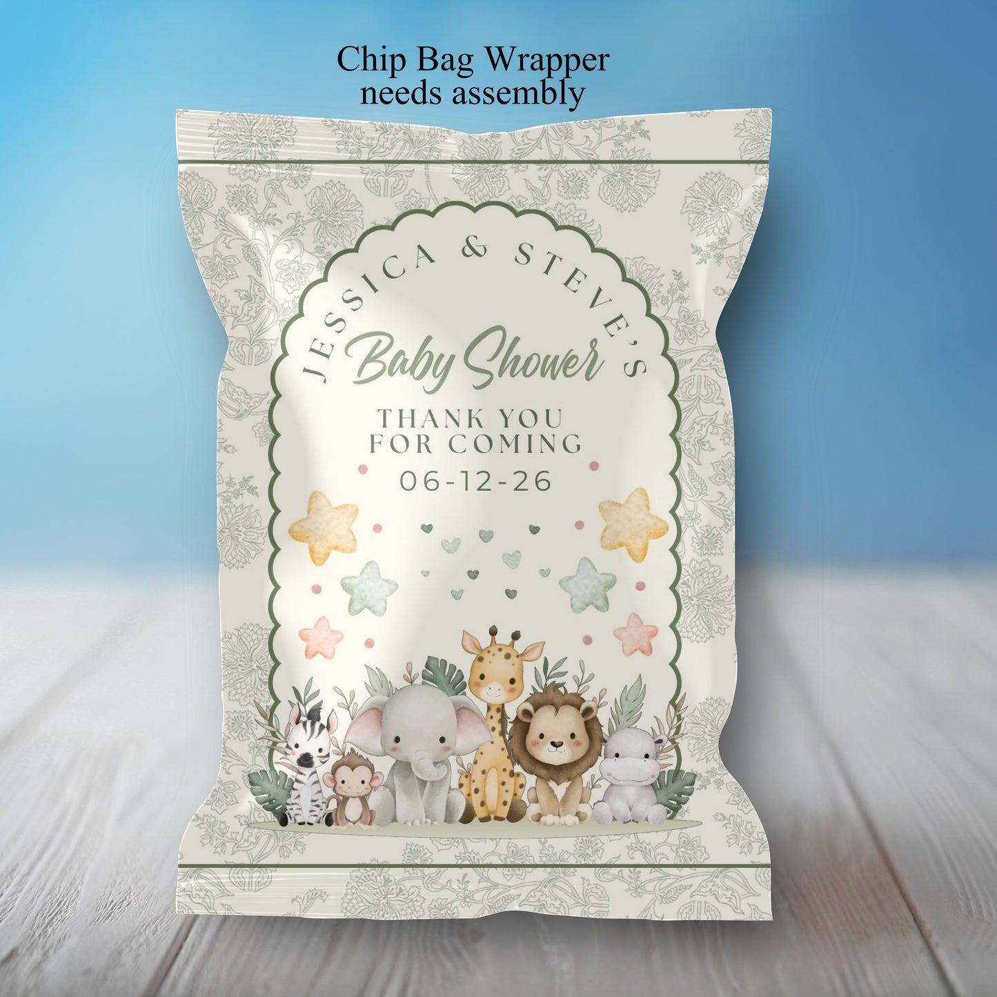 Safari Animals Neutral Baby Shower Party Sticker Labels