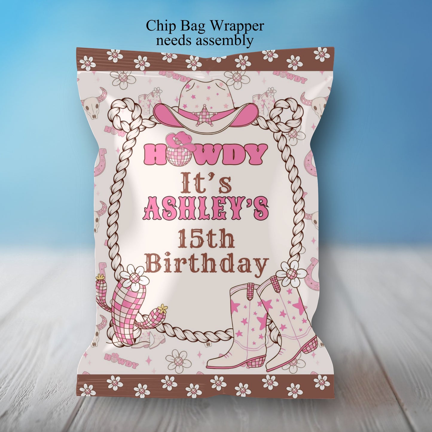 Western Girl Birthday Party Sticker Labels