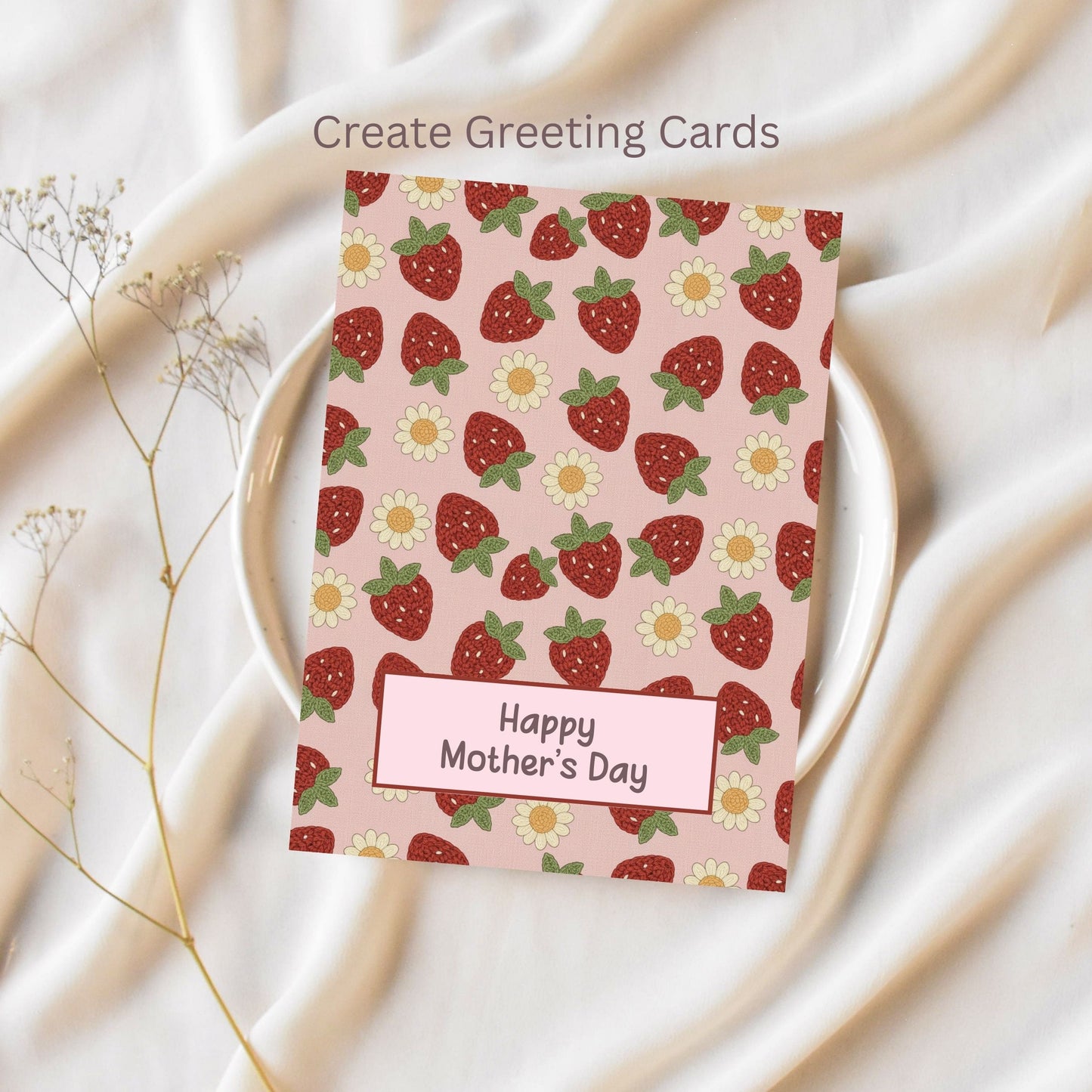 Faux Crochet Strawberry Seamless Repeating Pattern Paper Bundle