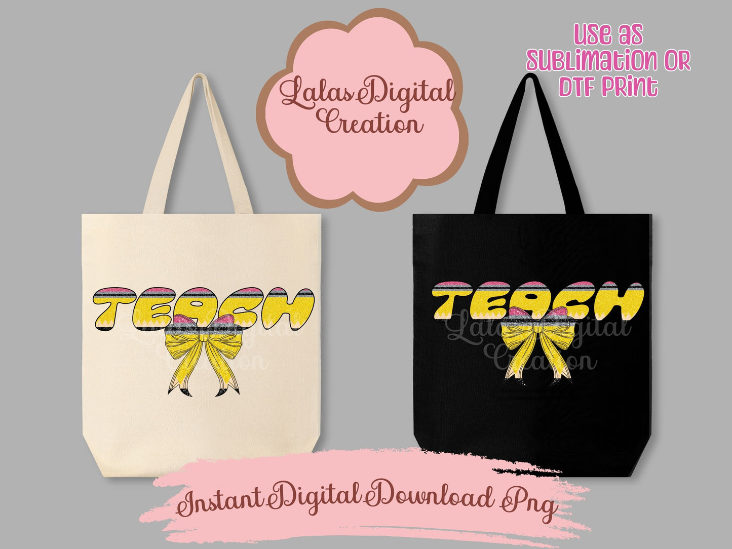 Teach Coquette Bow Clipart PNG Instant Digital Download