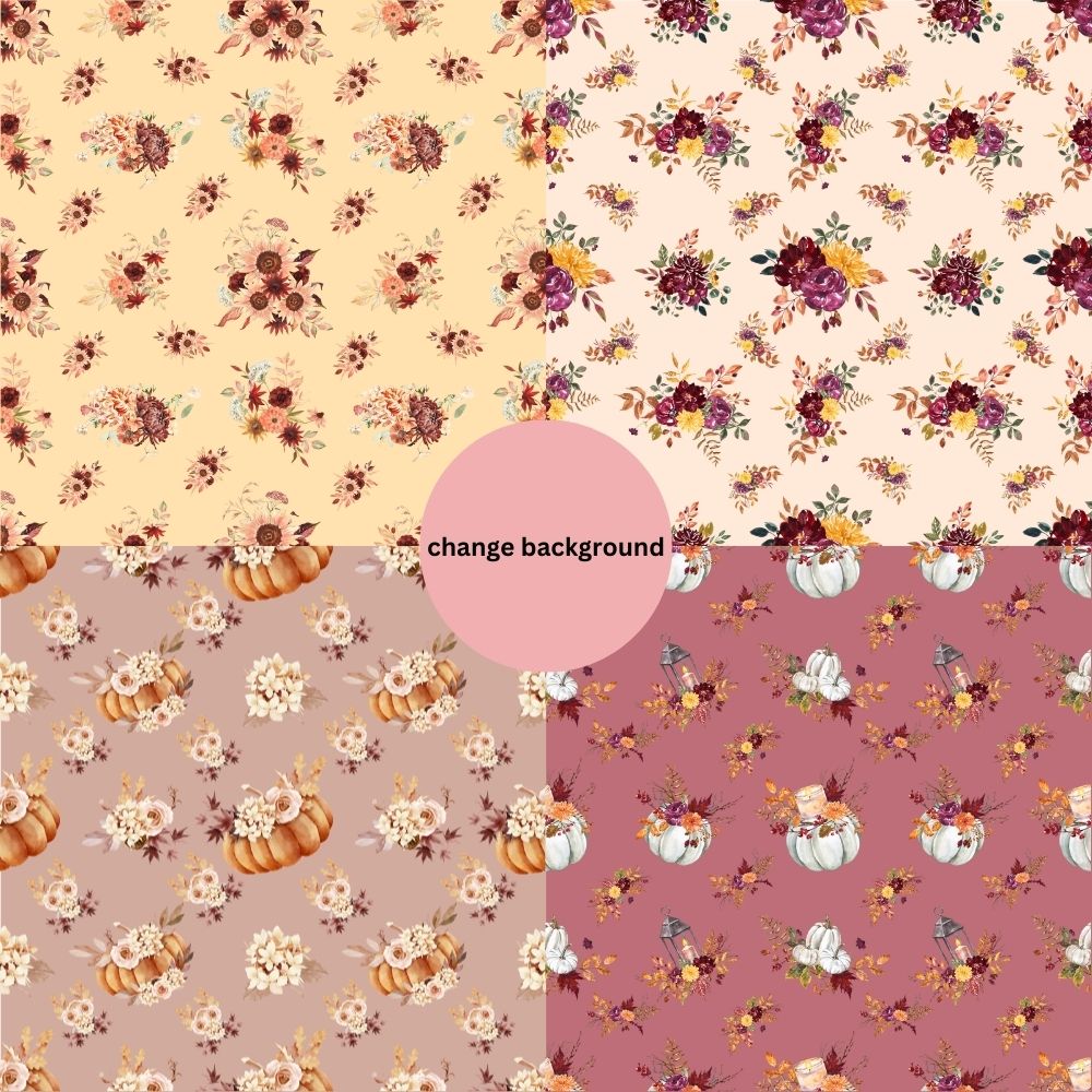 Autumn Fall Floral Seamless Digital Pattern Paper Set