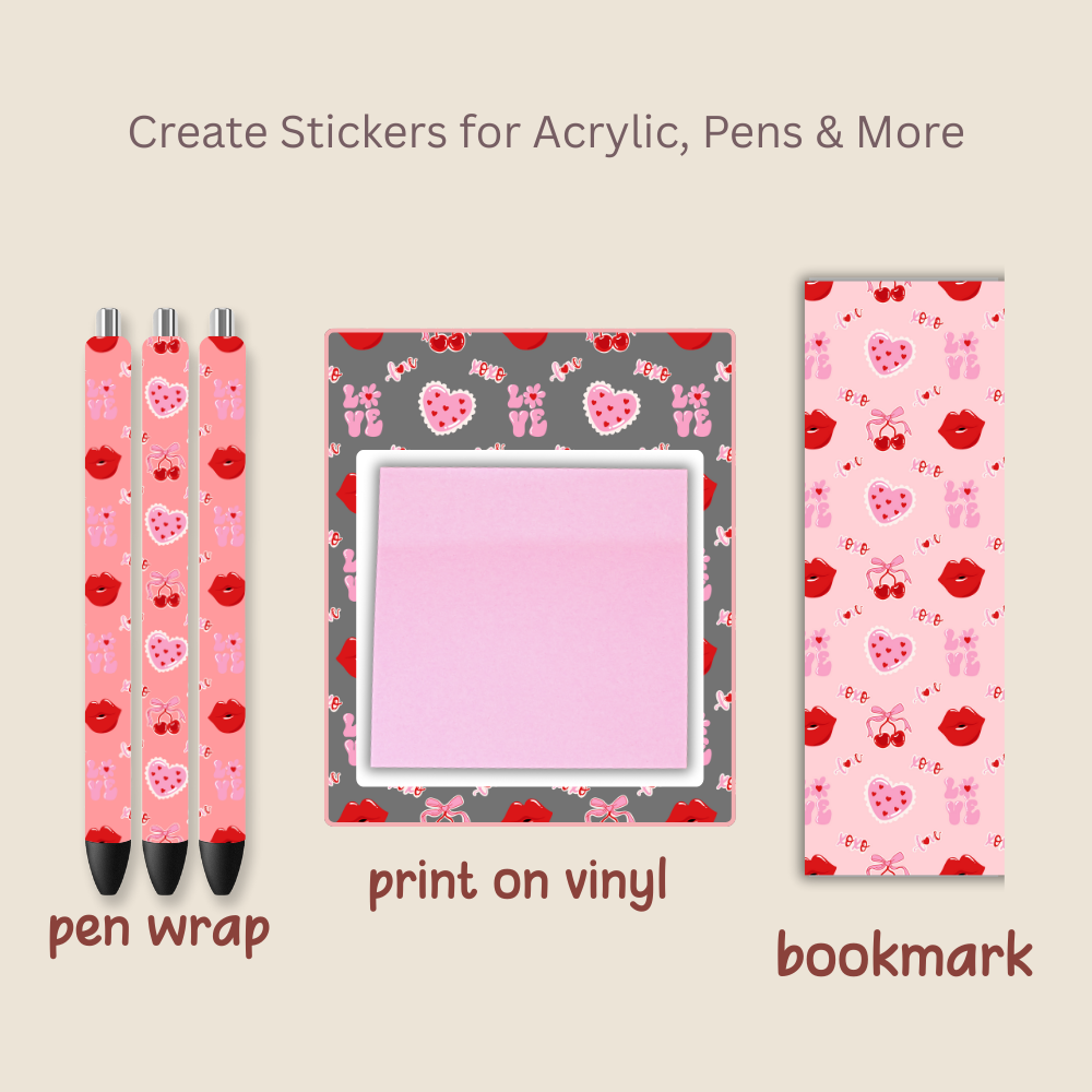 Valentines Cherry & Kisses Seamless Repeating Pattern Paper Bundle Set