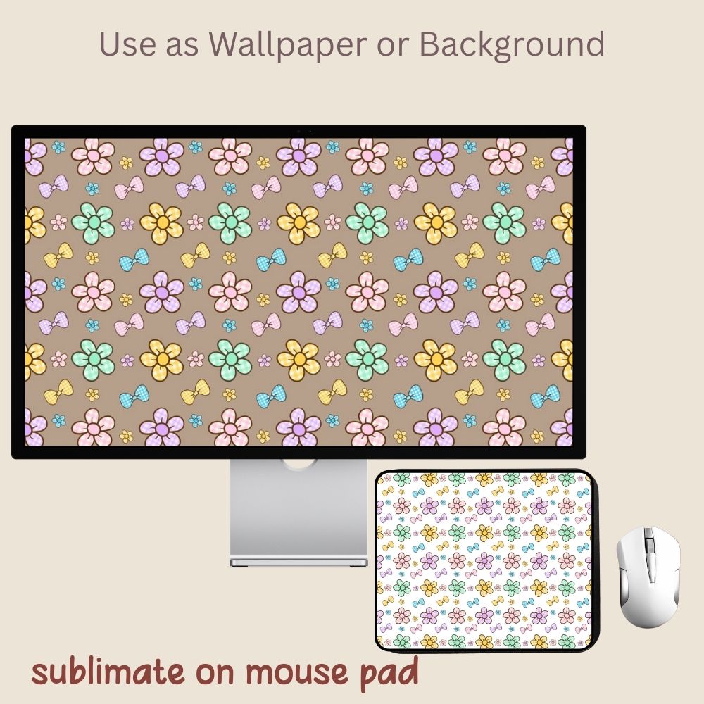 Plaid Daisy Flowers Seamless Repeating Pattern Paper Bundle Set