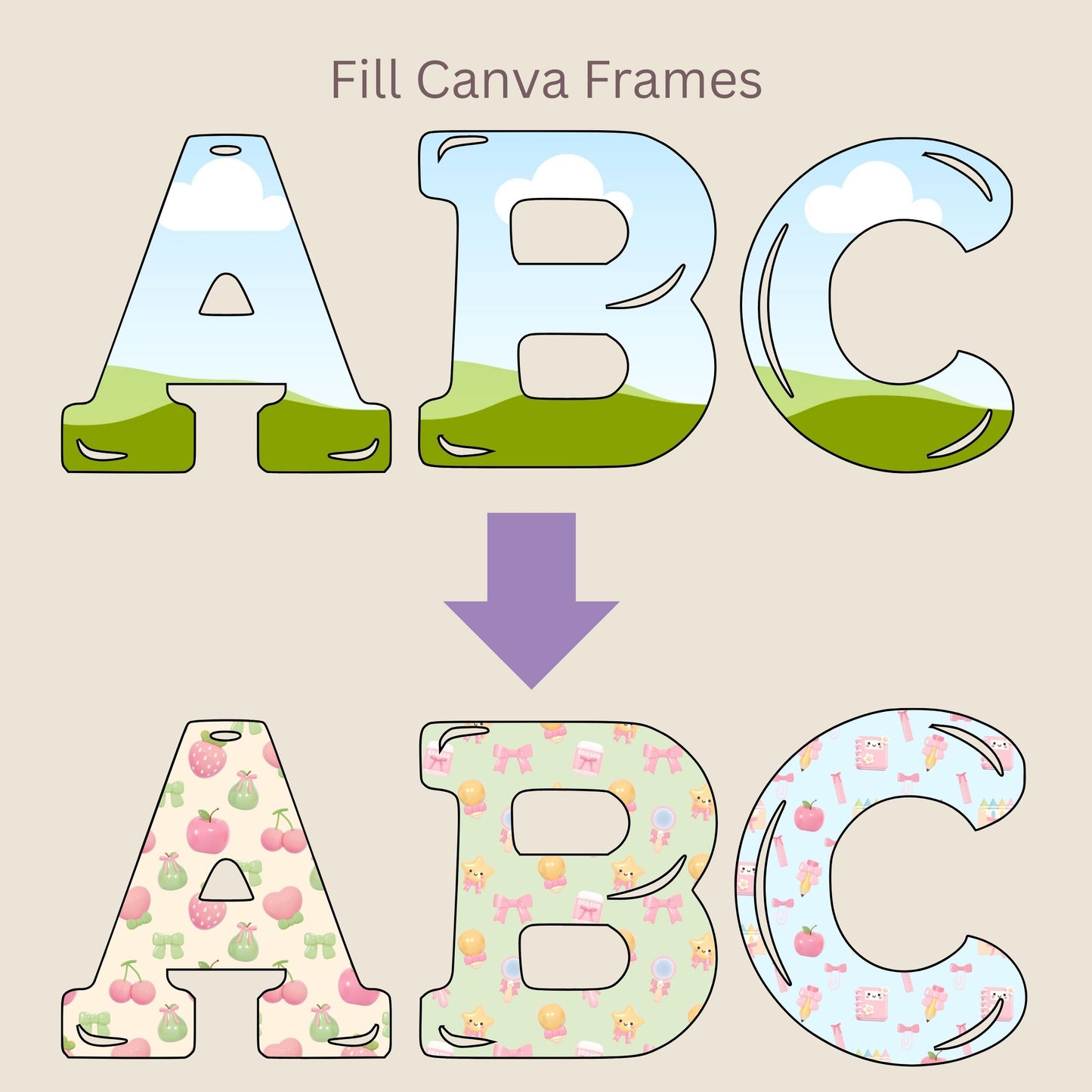 Preppy Back to School Seamless Repeating Pattern Paper Bundle Set