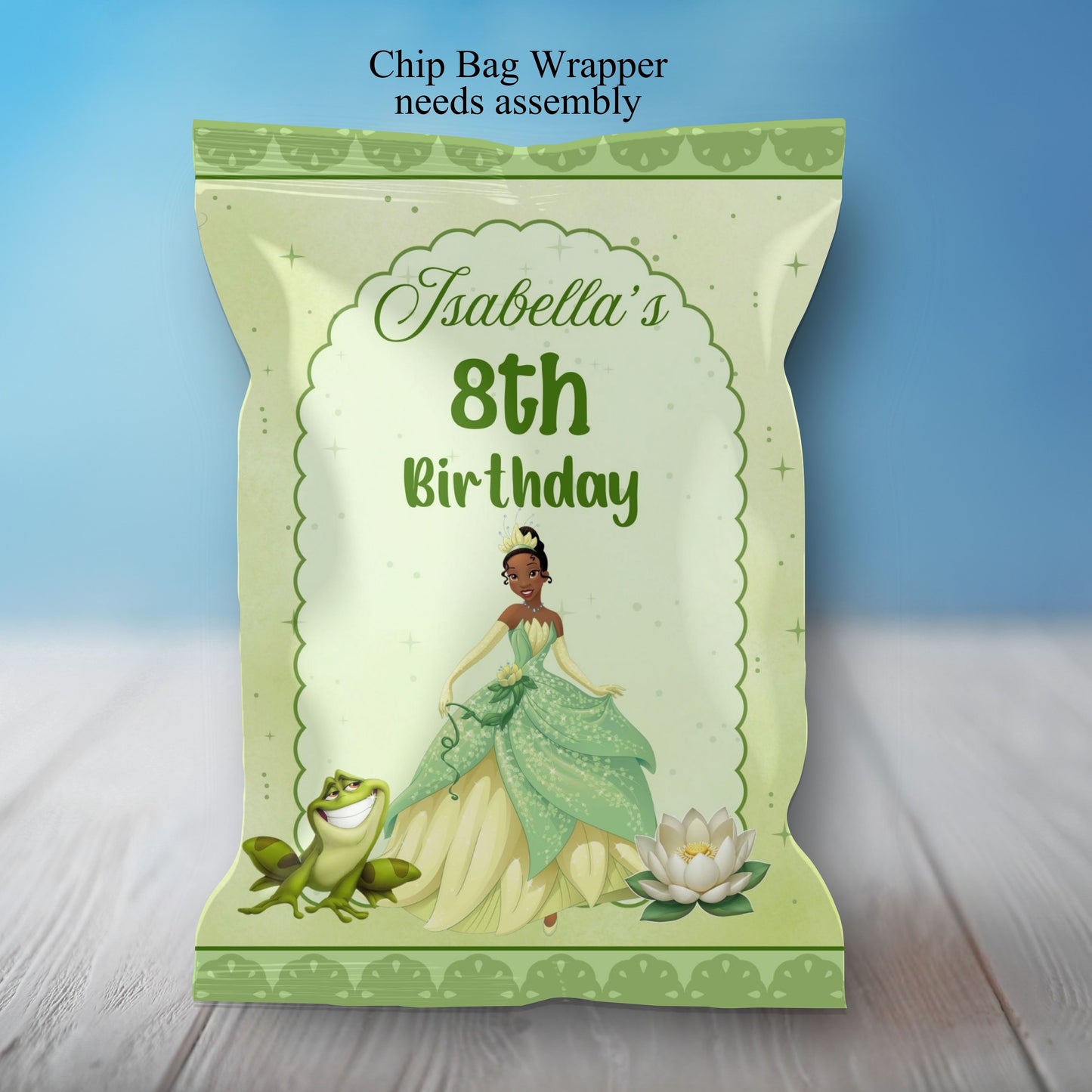 Princess Tiana Party Sticker Labels