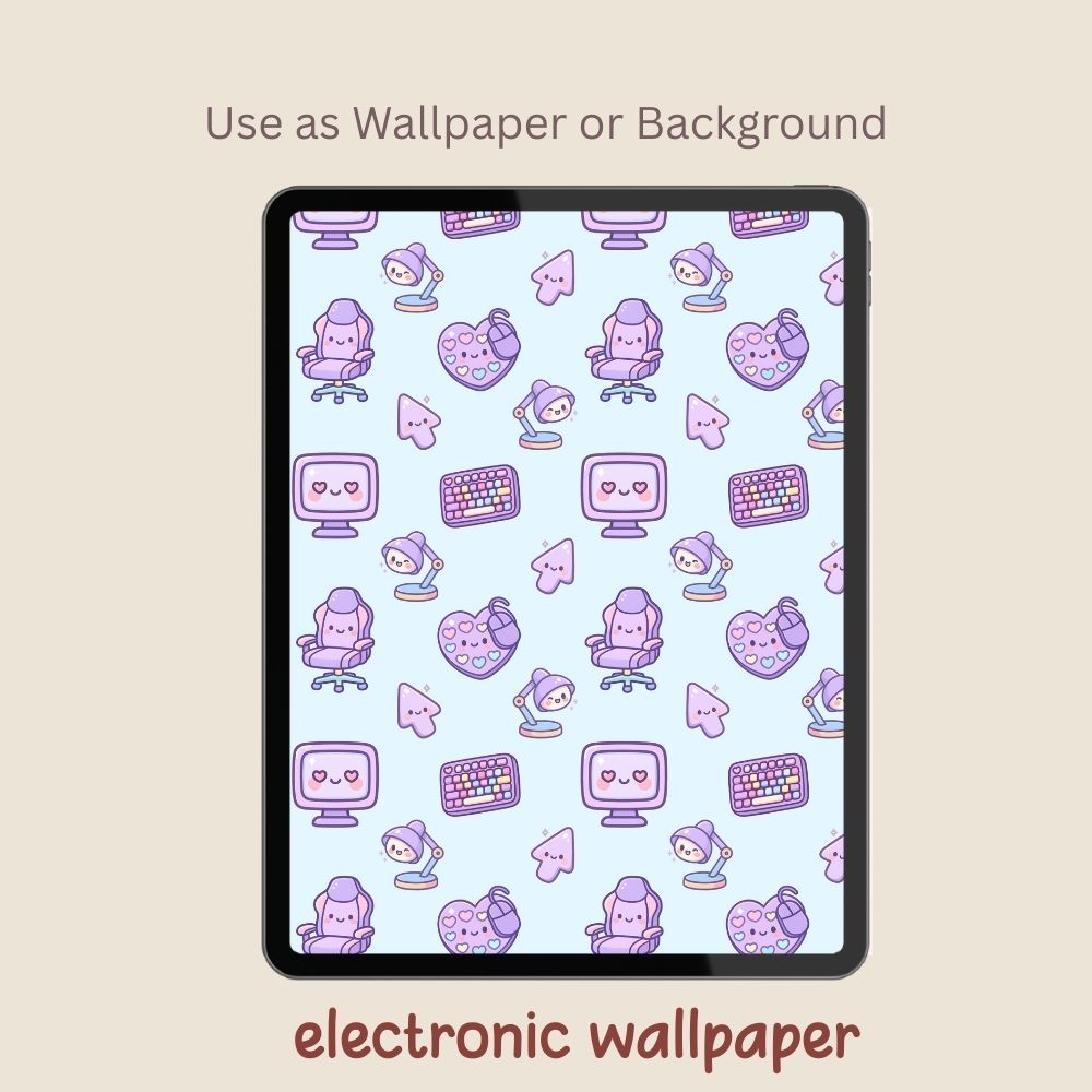 Kawaii Retro Computer Seamless Repeating Pattern Paper Bundle Set