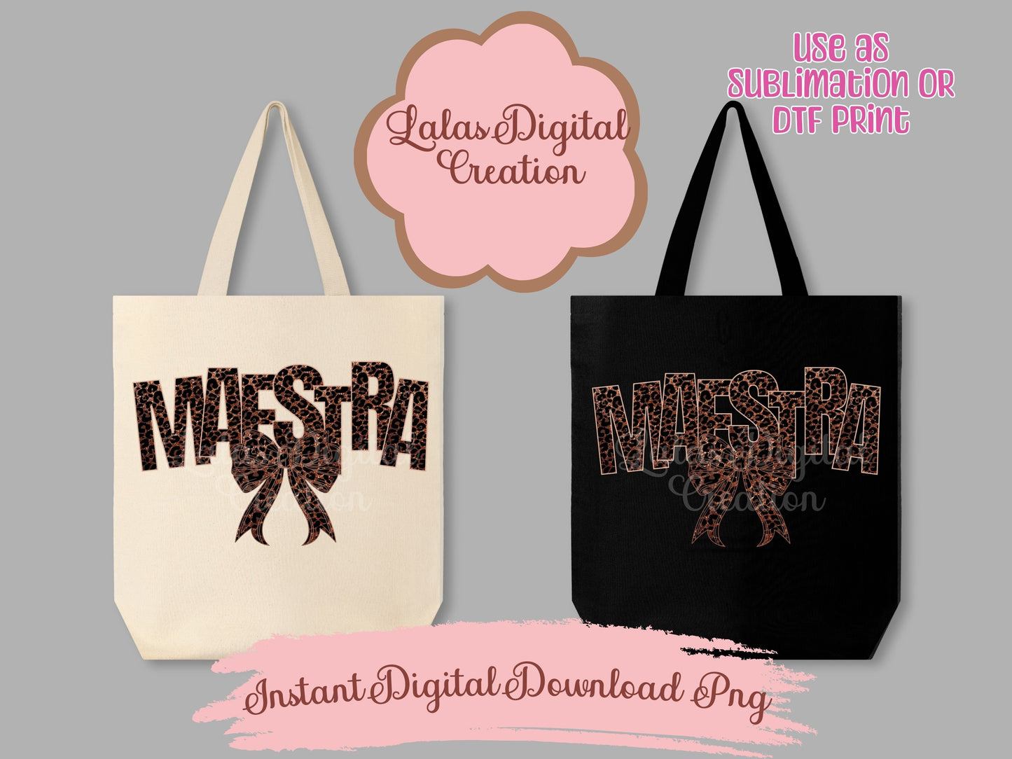 Maestra Leopard Coquette Bow Clipart PNG Instant digital download
