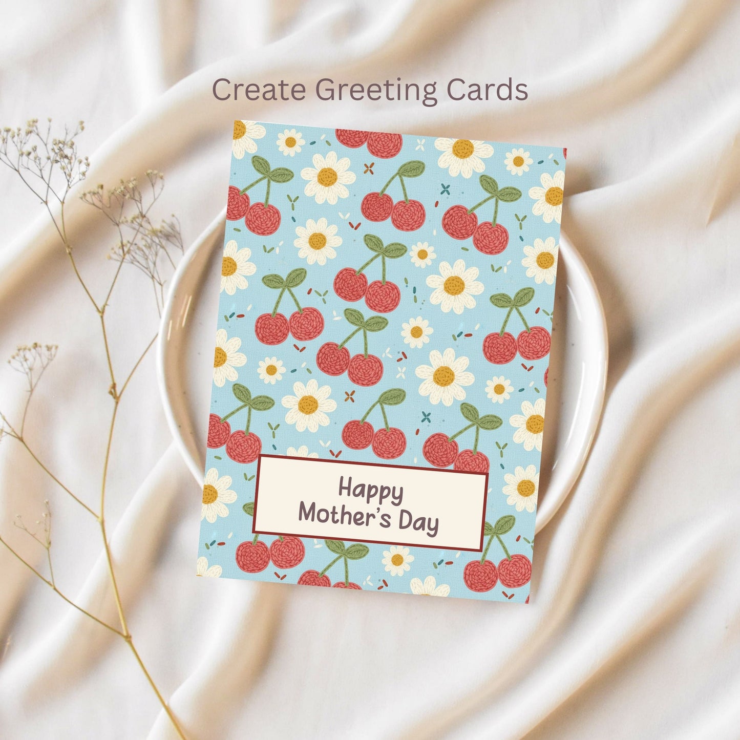 Faux Crochet Cherry 5 Seamless Repeating Pattern Paper Bundle