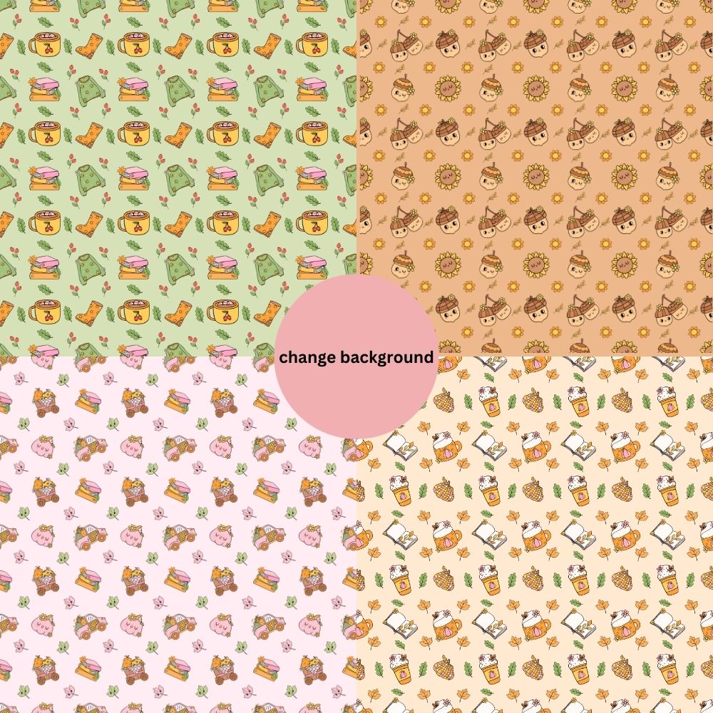 Groovy Retro Fall Seamless Digital Pattern Paper Bundle