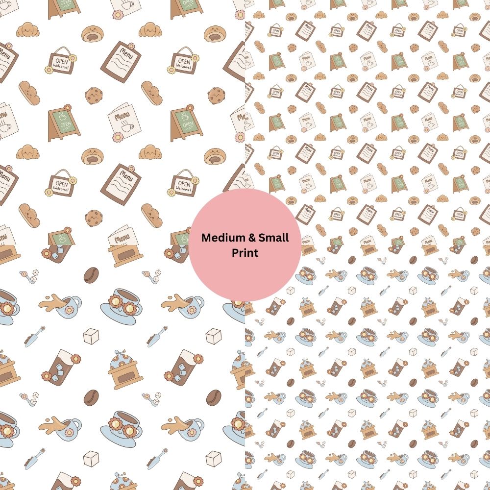 Groovy Retro Coffee Shop Seamless Digital Pattern Paper Set