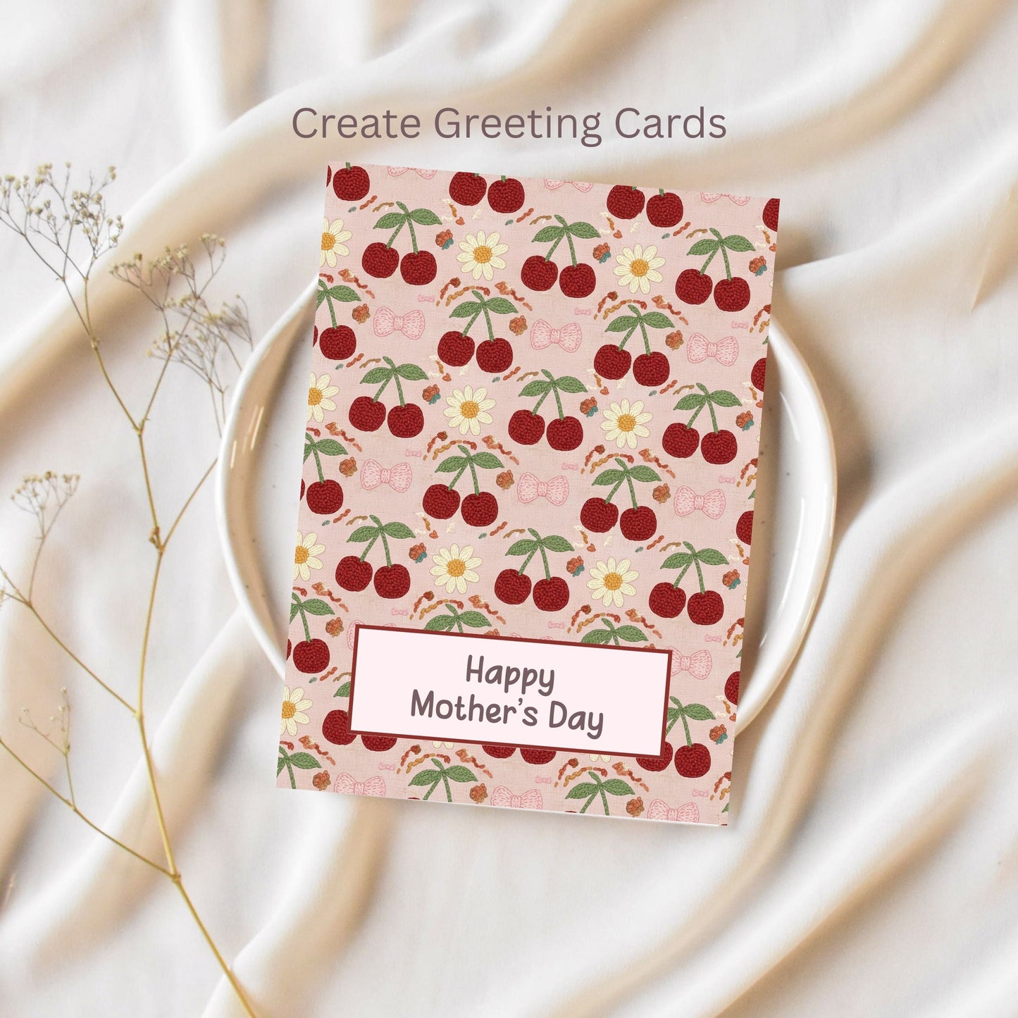 Faux Crochet Cherry 4 Seamless Repeating Pattern Paper Bundle