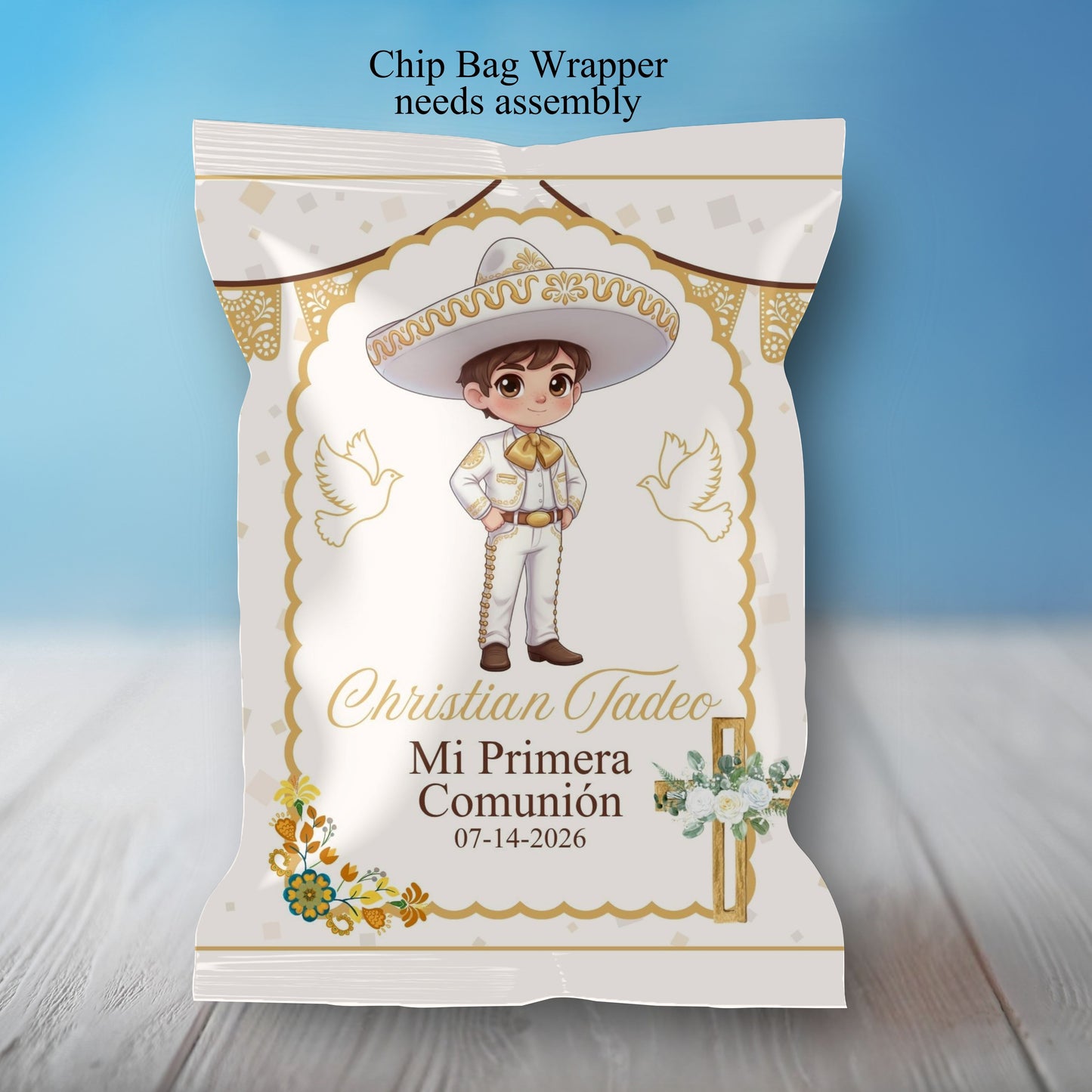 Charro Boy Primera Comunion Party Sticker Labels