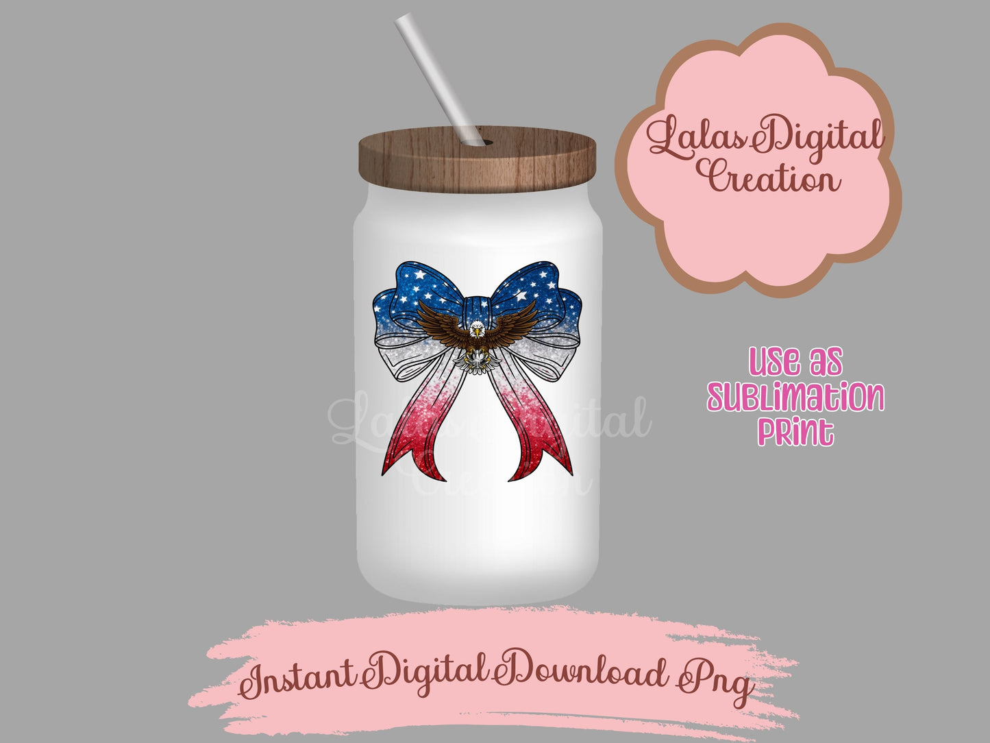 USA American Flag Coquette Bow Clipart PNG Instant Digital Download