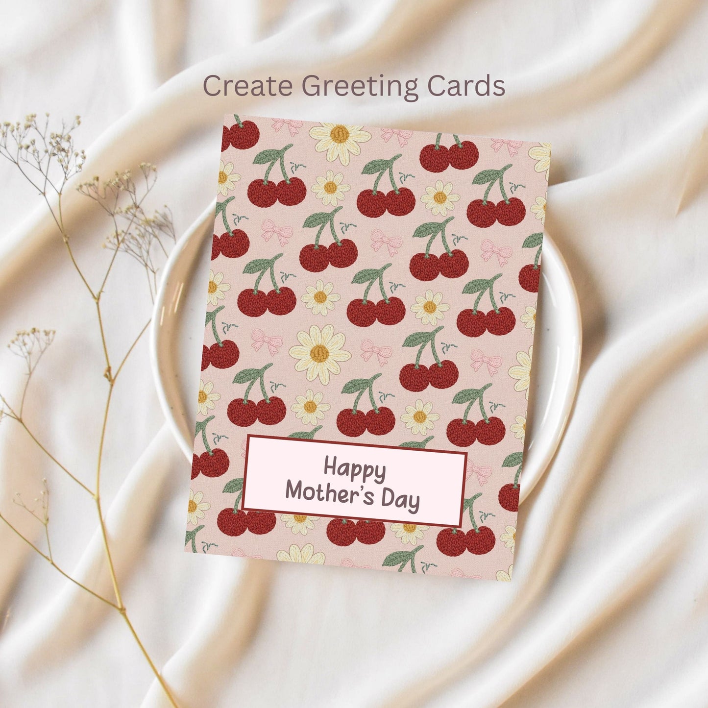 Faux Crochet Cherry 3 Seamless Repeating Pattern Paper Bundle Regular price$6.00 USD