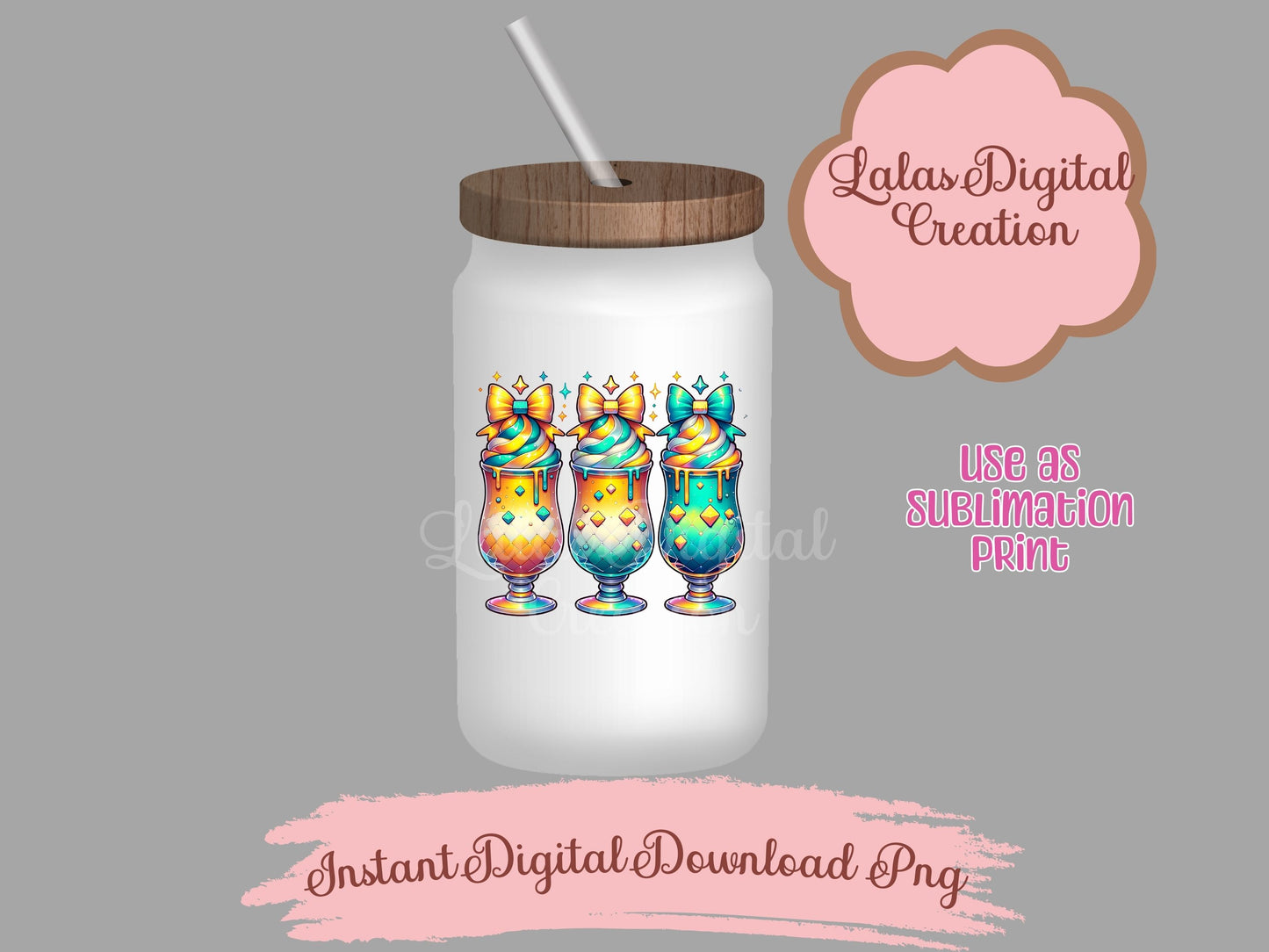 Dimond Bow Iced Drink Clipart Bundle Instant Digital PNG Download