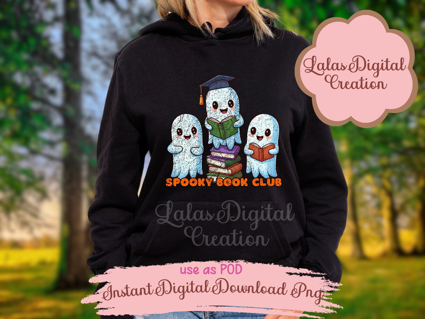 Book Reader Ghost Clipart Instant Digital PNG Download