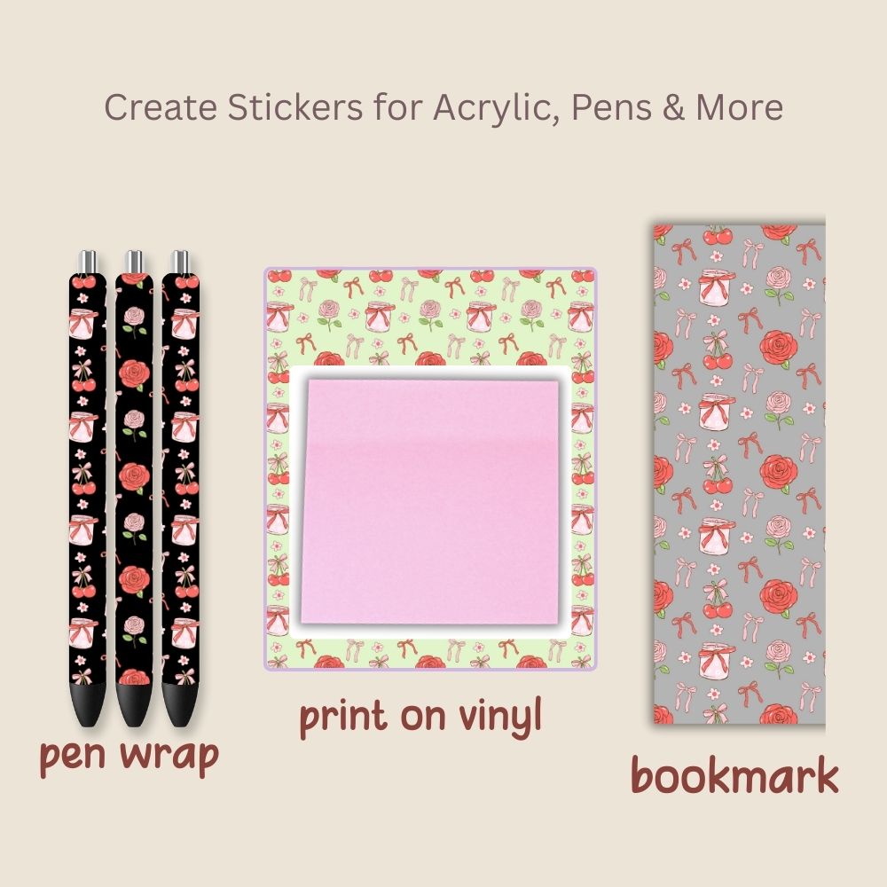 Preppy Cherry & Roses Seamless Repeating Pattern Paper Bundle Set