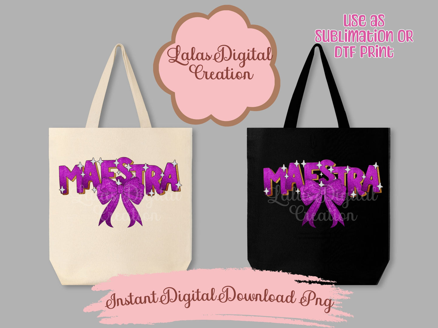 Maestra Purple Coquette Bow Clipart PNG Instant Digital Download