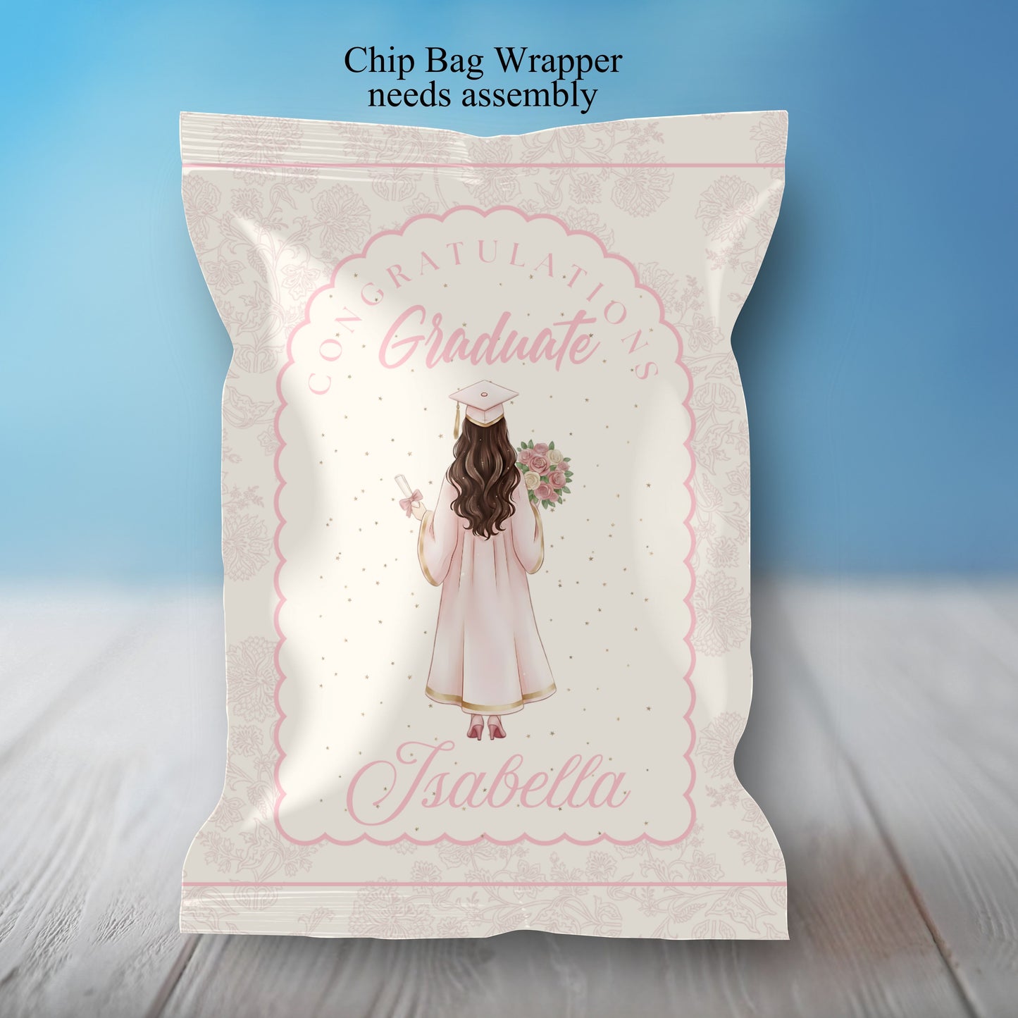 Pink Girl Graduation Party Sticker Labels