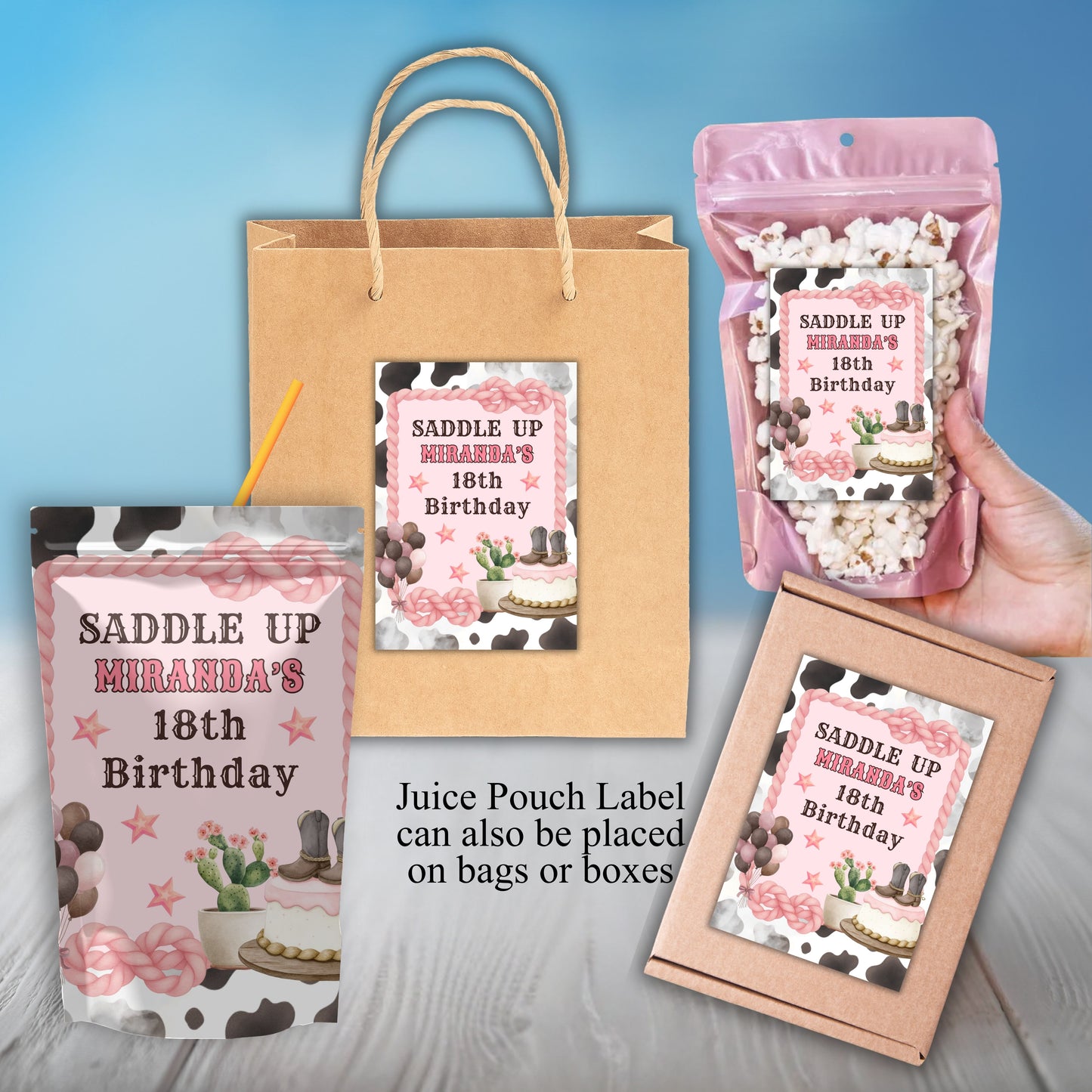 Baby Cow Birthday Party Sticker Labels