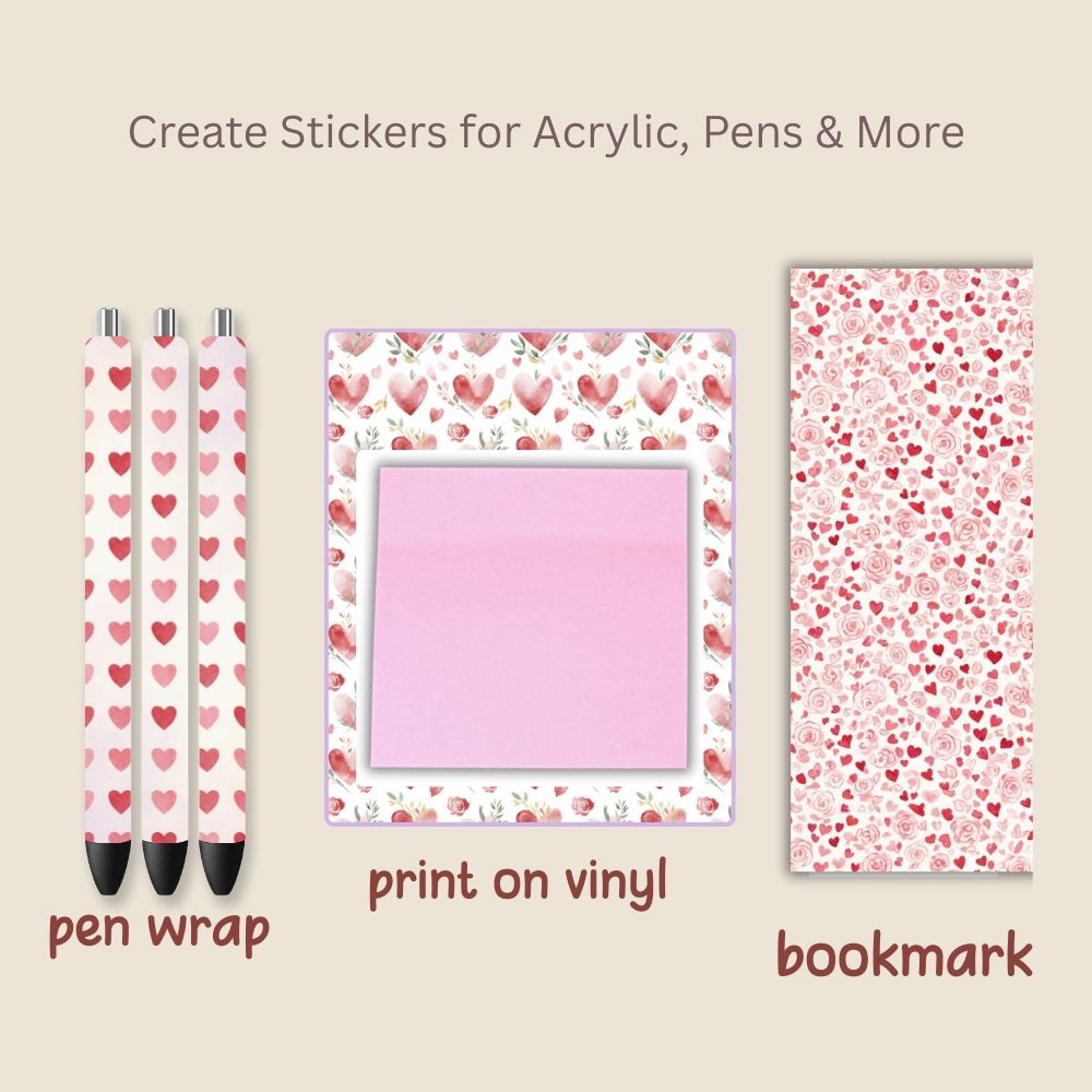 Floral & Hearts Valentines Seamless Repeating Pattern Paper Bundle Set