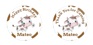 Baby Cow Kids Custom Personalized Party Favor Sticker Labels