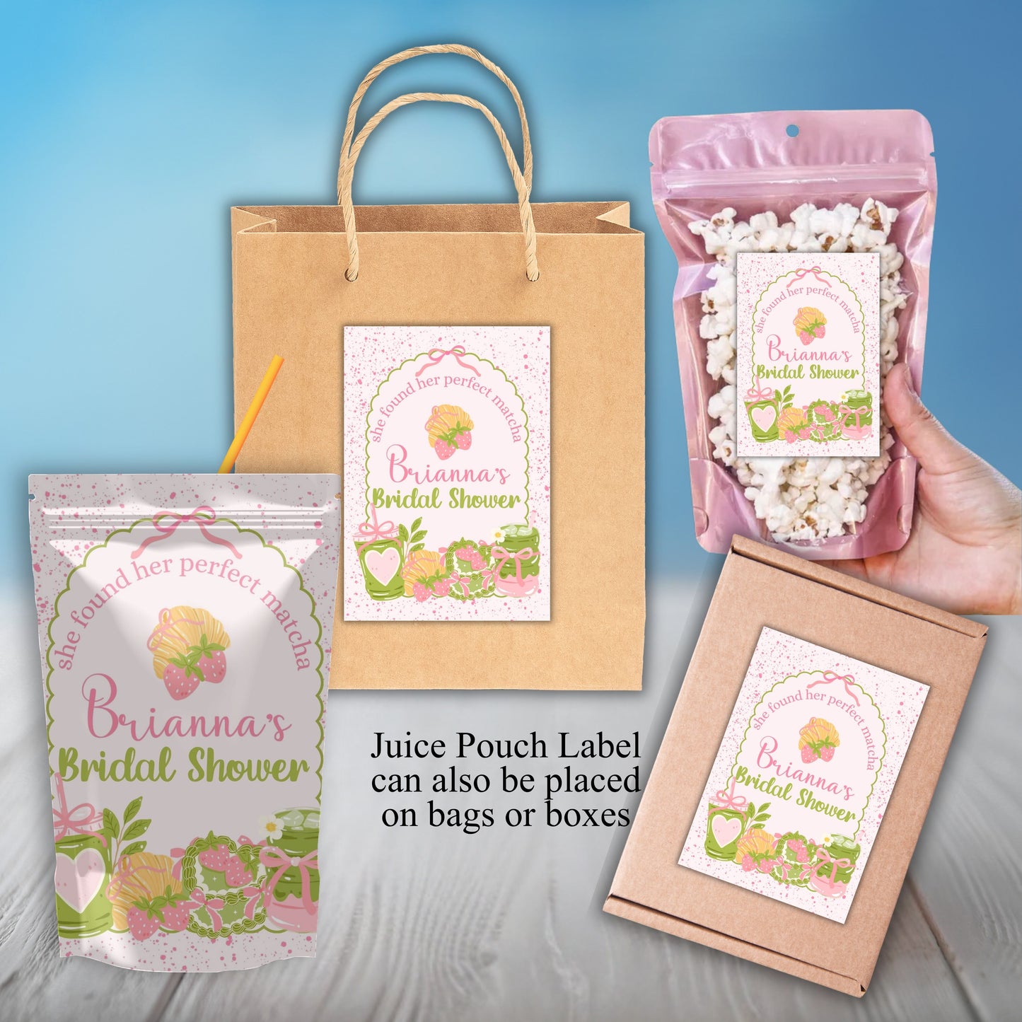Matcha  Bridal Shower Party Sticker Labels