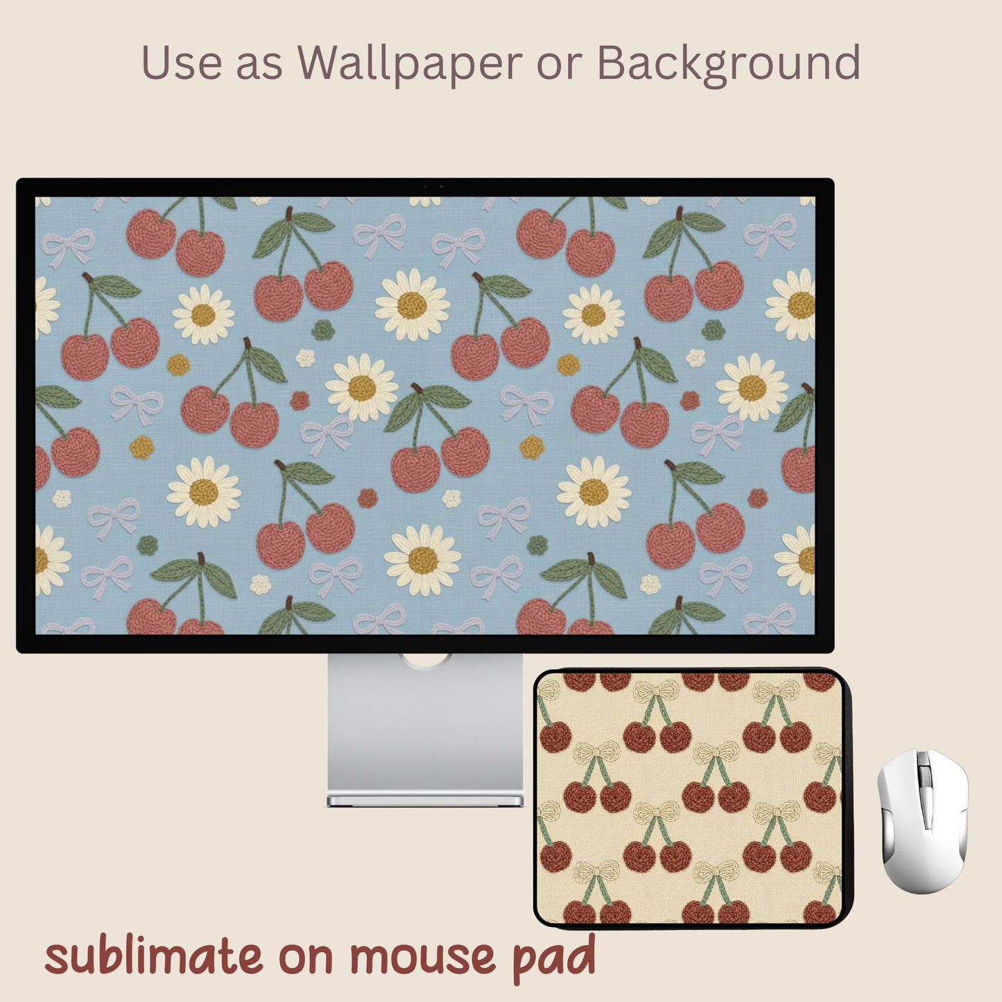 Faux Crochet Cherry 1 Seamless Repeating Pattern Paper Bundle