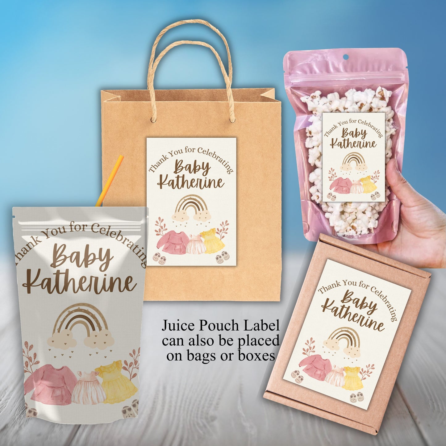 Boho Girls BabyShower Party Sticker Labels